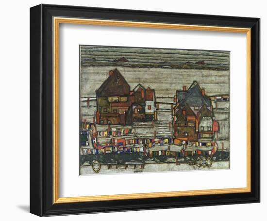 Houses with Washing Lines, 1914-Egon Schiele-Framed Giclee Print