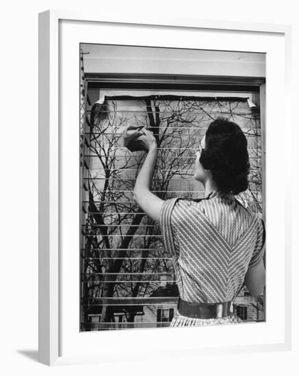 Housewife Cleaning Glass Window Slats-Gordon Parks-Framed Photographic Print