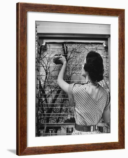 Housewife Cleaning Glass Window Slats-Gordon Parks-Framed Photographic Print