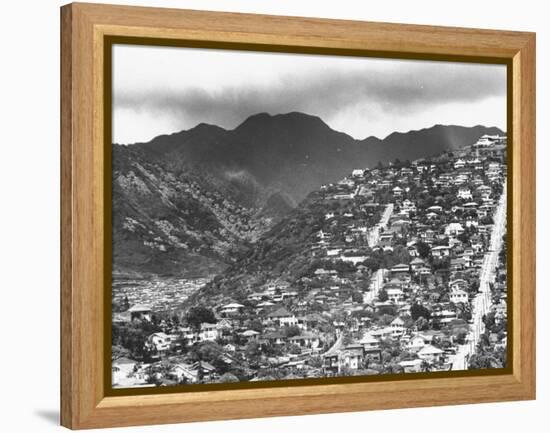 Housing on Hillsides of Honolulu-null-Framed Premier Image Canvas