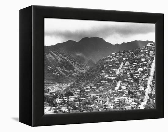 Housing on Hillsides of Honolulu-null-Framed Premier Image Canvas