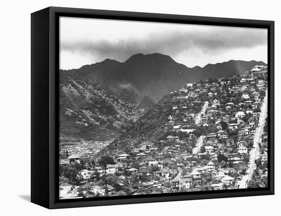 Housing on Hillsides of Honolulu-null-Framed Premier Image Canvas