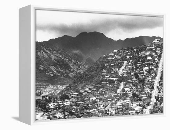 Housing on Hillsides of Honolulu-null-Framed Premier Image Canvas