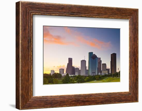 Houston Skyline at Dawn from Eleanor Tinsley Park, Texas, United States of America, North America-Kav Dadfar-Framed Photographic Print