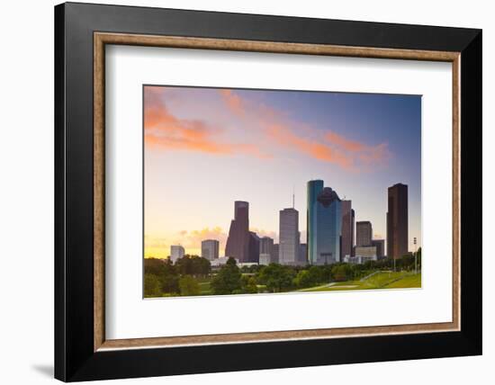 Houston Skyline at Dawn from Eleanor Tinsley Park, Texas, United States of America, North America-Kav Dadfar-Framed Photographic Print