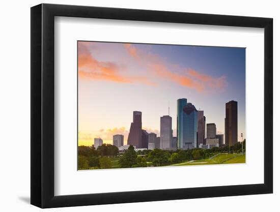 Houston Skyline at Dawn from Eleanor Tinsley Park, Texas, United States of America, North America-Kav Dadfar-Framed Photographic Print