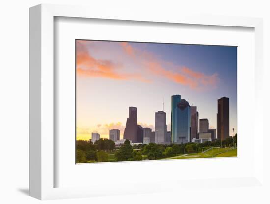 Houston Skyline at Dawn from Eleanor Tinsley Park, Texas, United States of America, North America-Kav Dadfar-Framed Photographic Print