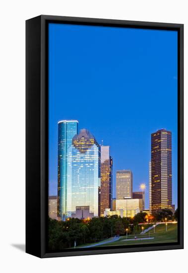 Houston Skyline at Night from Eleanor Tinsley Park, Texas, United States of America, North America-Kav Dadfar-Framed Premier Image Canvas
