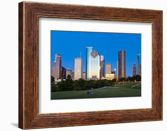 Houston Skyline at Night from Eleanor Tinsley Park, Texas, United States of America, North America-Kav Dadfar-Framed Photographic Print