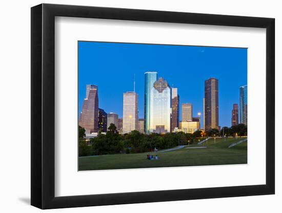 Houston Skyline at Night from Eleanor Tinsley Park, Texas, United States of America, North America-Kav Dadfar-Framed Photographic Print