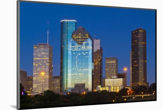 Houston Skyline at Night from Eleanor Tinsley Park, Texas, United States of America, North America-Kav Dadfar-Mounted Photographic Print