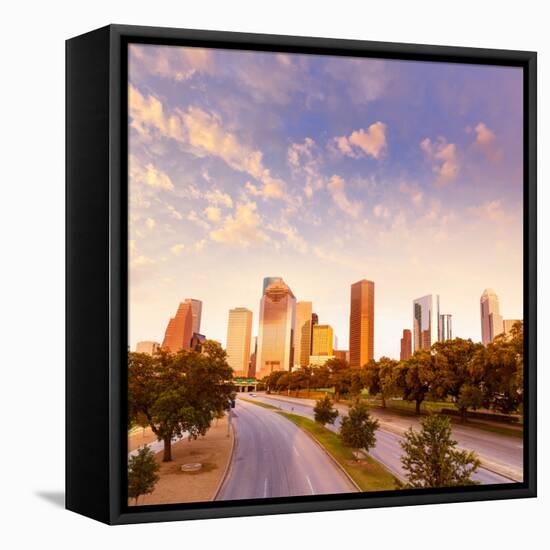 Houston Skyline at Sunset from Allen Pkwy Texas USA US America-holbox-Framed Premier Image Canvas