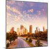 Houston Skyline at Sunset from Allen Pkwy Texas USA US America-holbox-Mounted Photographic Print