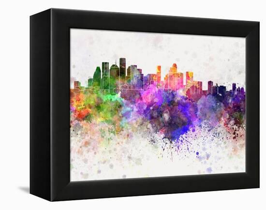 Houston Skyline in Watercolor Background-paulrommer-Framed Stretched Canvas