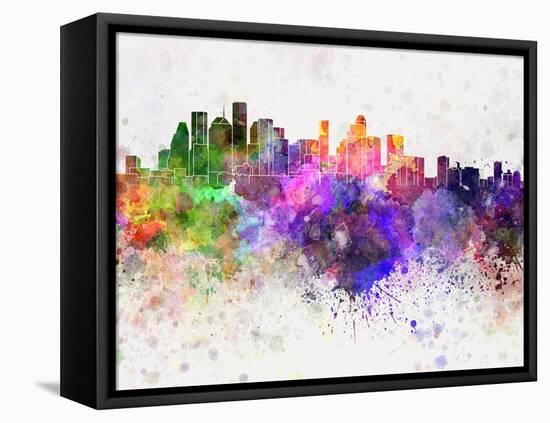 Houston Skyline in Watercolor Background-paulrommer-Framed Stretched Canvas