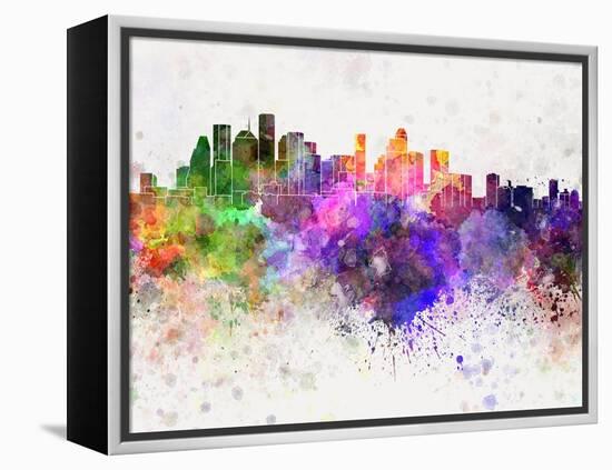 Houston Skyline in Watercolor Background-paulrommer-Framed Stretched Canvas