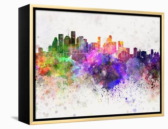 Houston Skyline in Watercolor Background-paulrommer-Framed Stretched Canvas