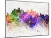 Houston Skyline in Watercolor Background-paulrommer-Mounted Art Print