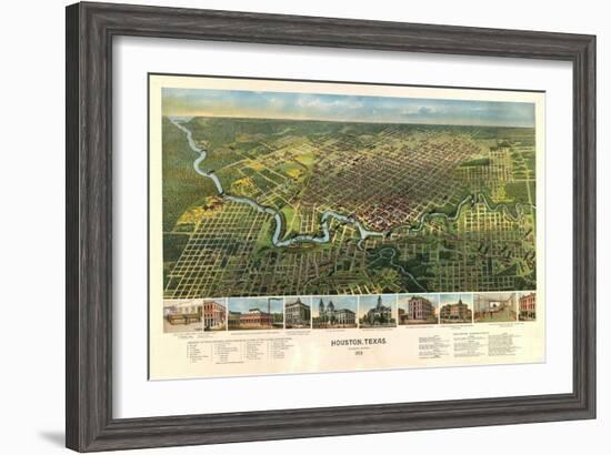 Houston, Texas - Panoramic Map-Lantern Press-Framed Art Print