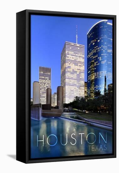 Houston, Texas - Plaza-Lantern Press-Framed Stretched Canvas