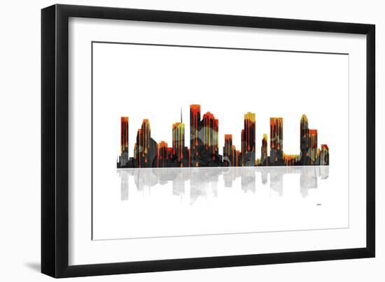 Houston Texas Skyline BW 1-Marlene Watson-Framed Giclee Print