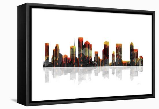 Houston Texas Skyline BW 1-Marlene Watson-Framed Premier Image Canvas