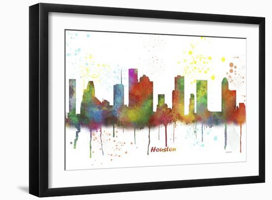 Houston Texas Skyline MCLR 1-Marlene Watson-Framed Giclee Print