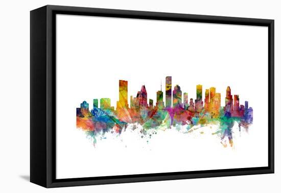 Houston Texas Skyline-Michael Tompsett-Framed Stretched Canvas