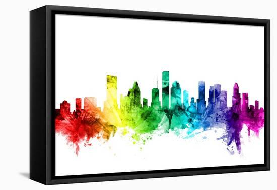 Houston Texas Skyline-Michael Tompsett-Framed Stretched Canvas