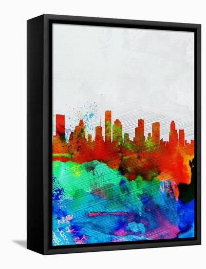 Houston Watercolor Skyline-NaxArt-Framed Stretched Canvas