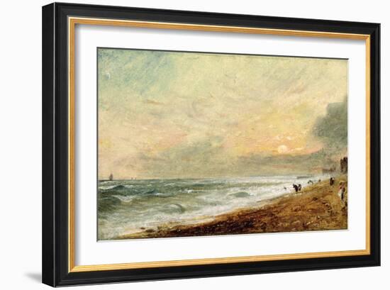 Hove Beach, C.1824 (Oil on Paper on Panel)-John Constable-Framed Giclee Print