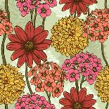 Floral Seamless Pattern with Colorful Flowers-hoverfly-Art Print