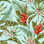 Seamless Pattern with Tropical Flowers in Watercolor Style-hoverfly-Art Print
