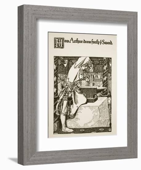 How Arthur drew forth ye sword, illustration from 'The Story of King Arthur and his Knights', 1903-Howard Pyle-Framed Giclee Print