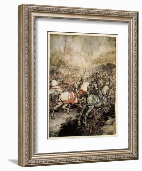 How Arthur Drew His Sword, Excalibur, for the First Time-Arthur Rackham-Framed Giclee Print