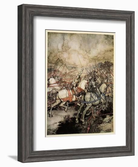 How Arthur Drew His Sword, Excalibur, for the First Time-Arthur Rackham-Framed Giclee Print