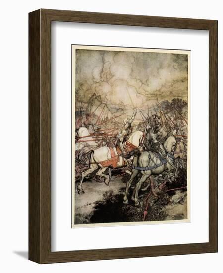 How Arthur Drew His Sword, Excalibur, for the First Time-Arthur Rackham-Framed Giclee Print