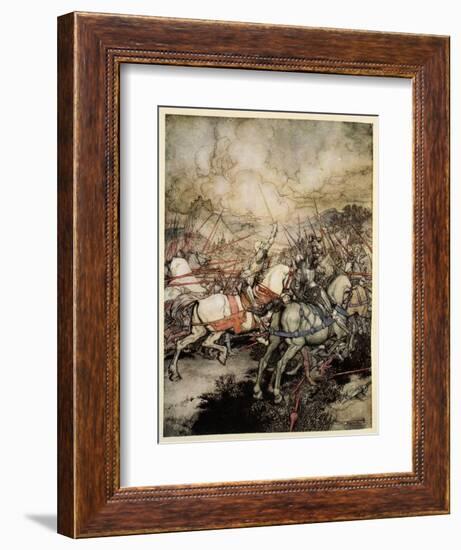 How Arthur Drew His Sword, Excalibur, for the First Time-Arthur Rackham-Framed Giclee Print