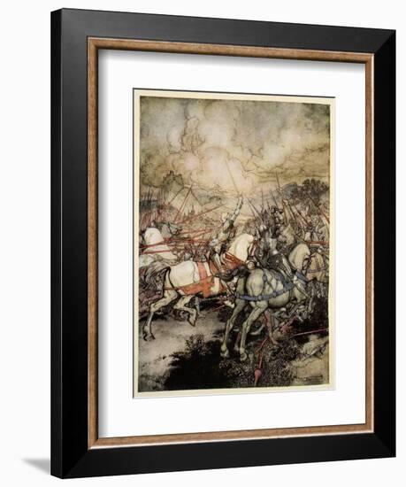 How Arthur Drew His Sword, Excalibur, for the First Time-Arthur Rackham-Framed Giclee Print