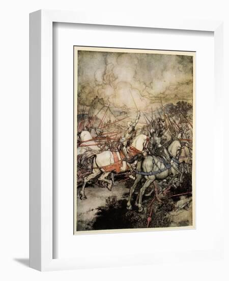 How Arthur Drew His Sword, Excalibur, for the First Time-Arthur Rackham-Framed Giclee Print