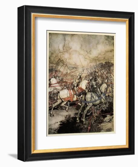 How Arthur Drew His Sword, Excalibur, for the First Time-Arthur Rackham-Framed Giclee Print