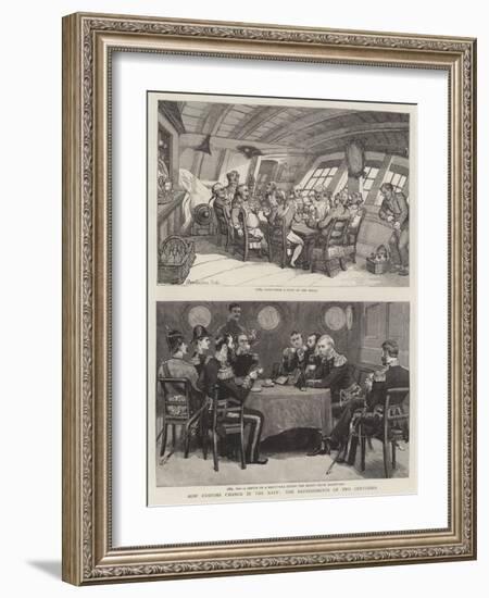 How Customs Change in the Navy, the Refreshments of Two Centuries-Thomas Rowlandson-Framed Giclee Print