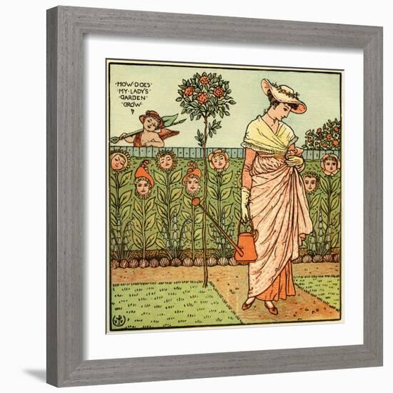 How does my lady garden grow?-Walter Crane-Framed Giclee Print