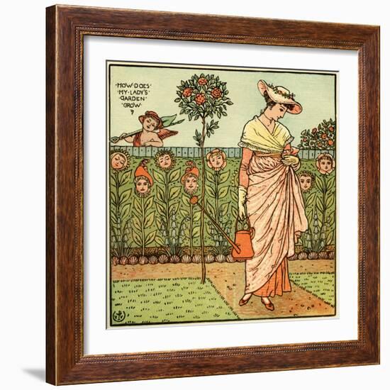 How does my lady garden grow?-Walter Crane-Framed Giclee Print