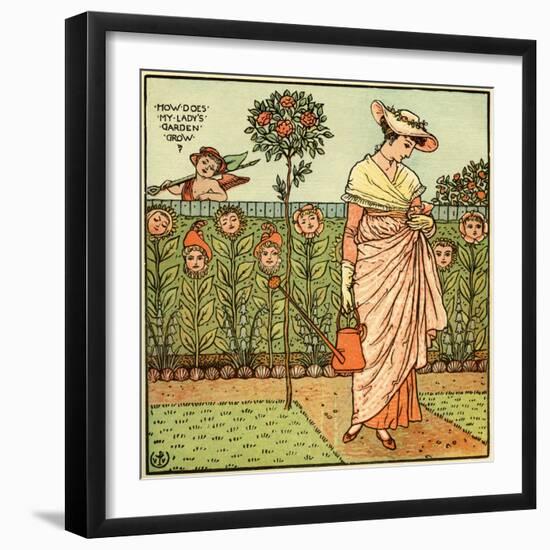 How does my lady garden grow?-Walter Crane-Framed Giclee Print