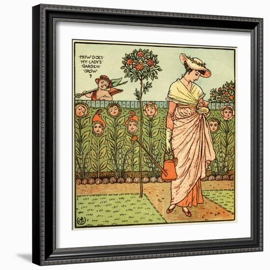 How does my lady garden grow?-Walter Crane-Framed Giclee Print