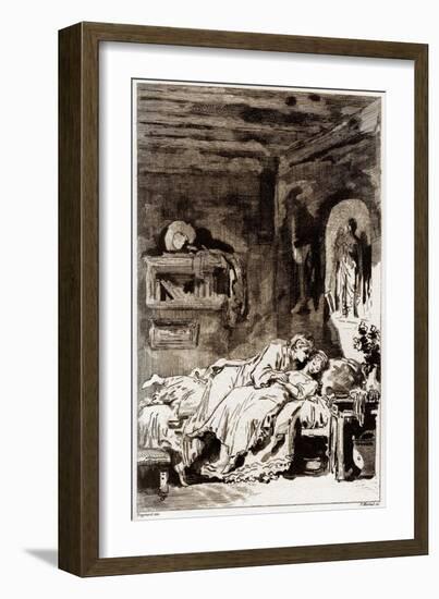 How Does the Spirit Come to Girls (La Fontaine's Tale), 1795 (Engraving)-Jean-Honore Fragonard-Framed Giclee Print