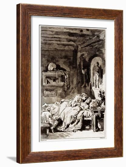 How Does the Spirit Come to Girls (La Fontaine's Tale), 1795 (Engraving)-Jean-Honore Fragonard-Framed Giclee Print