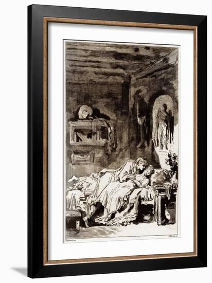 How Does the Spirit Come to Girls (La Fontaine's Tale), 1795 (Engraving)-Jean-Honore Fragonard-Framed Giclee Print