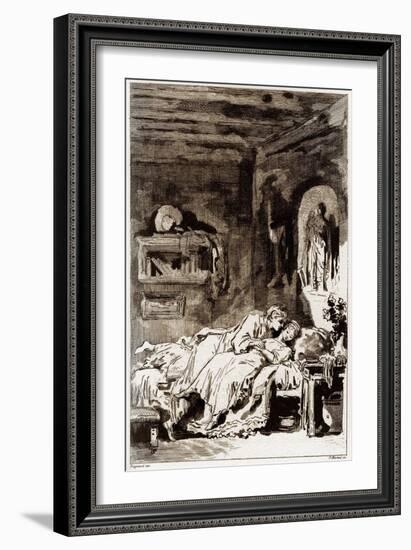 How Does the Spirit Come to Girls (La Fontaine's Tale), 1795 (Engraving)-Jean-Honore Fragonard-Framed Giclee Print